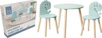 Home Styling Collection Kindertafel met 2 Stoelen Dinosaurus Print Blauw Houten Kinder Tafelset 50 x 50 x 50 cm