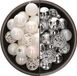 Bellatio Decorations Shoppartners Bv 74x stuks kunststof kerstballen mix van parelmoer wit en zilver 6 cm