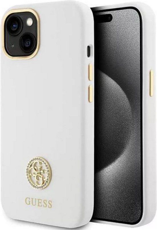 Guess 4G Strass Silicone Back Case - Apple iPhone 15 - White