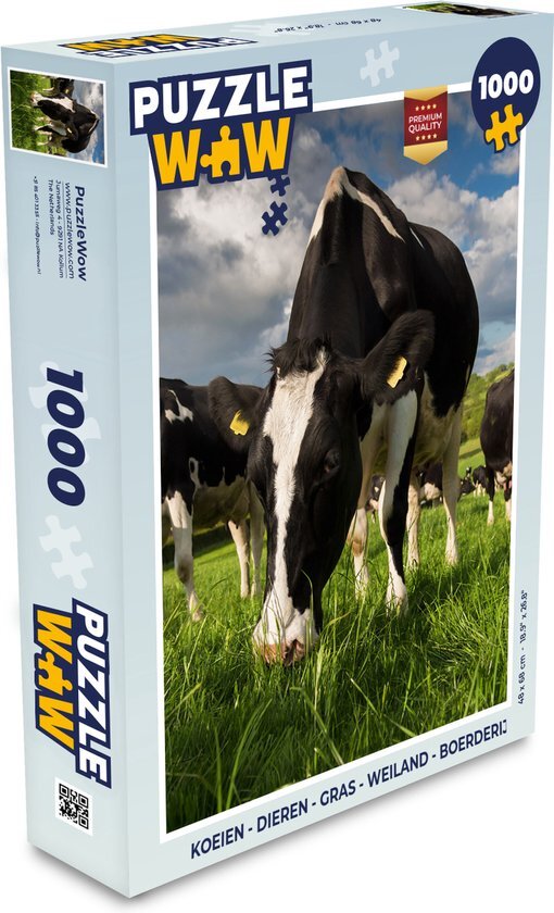 MuchoWow Puzzel Koeien - Dieren - Gras - Weiland - Boerderij - Legpuzzel - Puzzel 1000 stukjes volwassenen - Sinterklaas cadeautjes - Sinterklaas voor grote kinderen