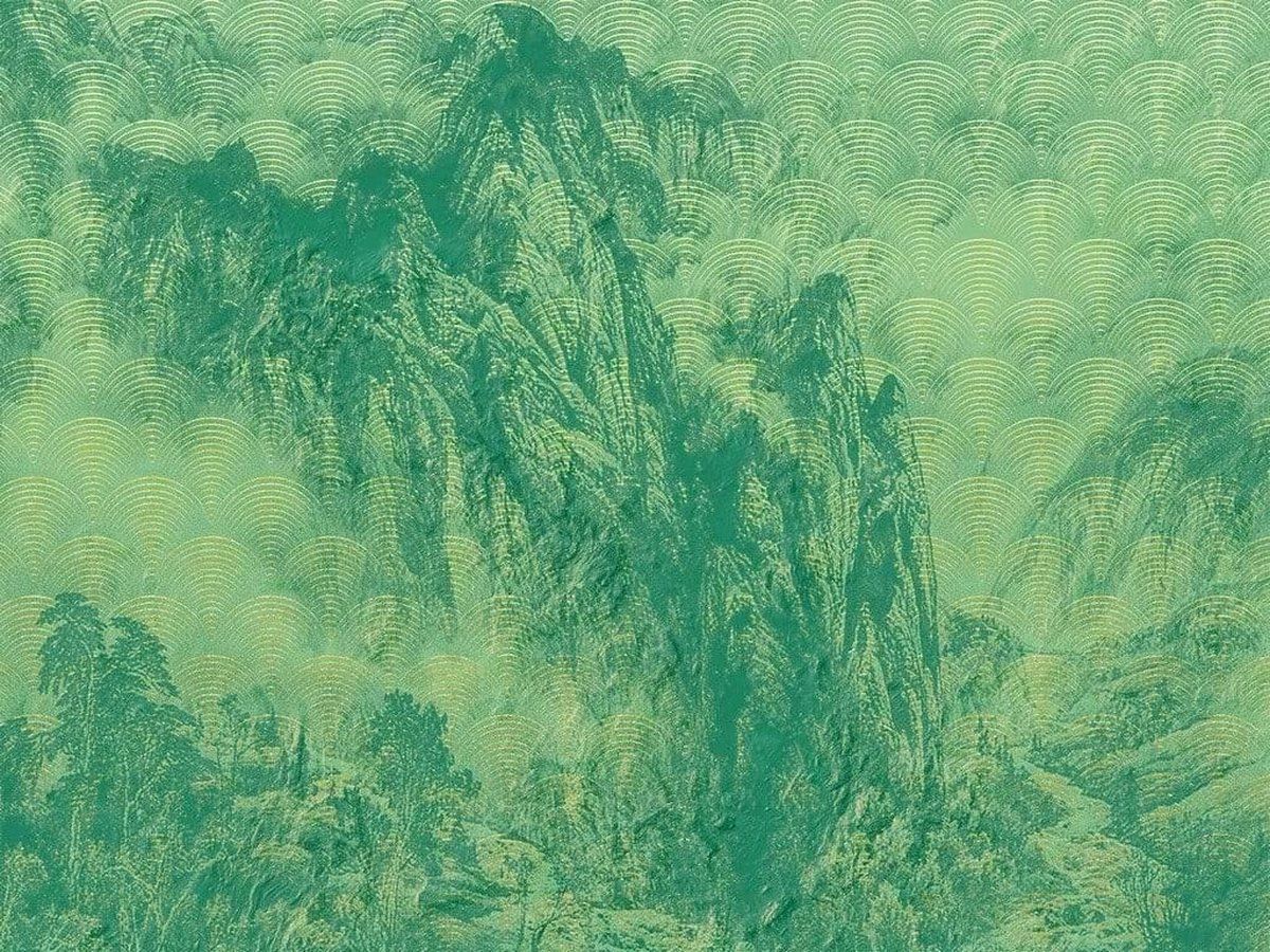 KOMAR Montagnes Vlies Fotobehang 400x280cm 8-banen - groen art deco