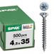 SPAX Universele schroef, 4,5 x 35 mm, 500 stuks, Voldraad, Verzonken kop, T-STAR plus T20, 4CUT, WIROX - 1191010450355