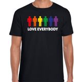 Bellatio Decorations Gay Pride shirt - love everybody - regenboog - heren - zwart XXL