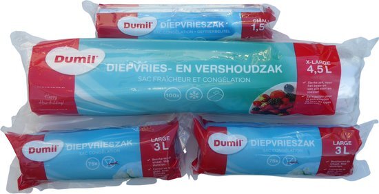Dumil diepvrieszak - assorti - 1 5 / 3 / 4 5 liter - 350 stuks