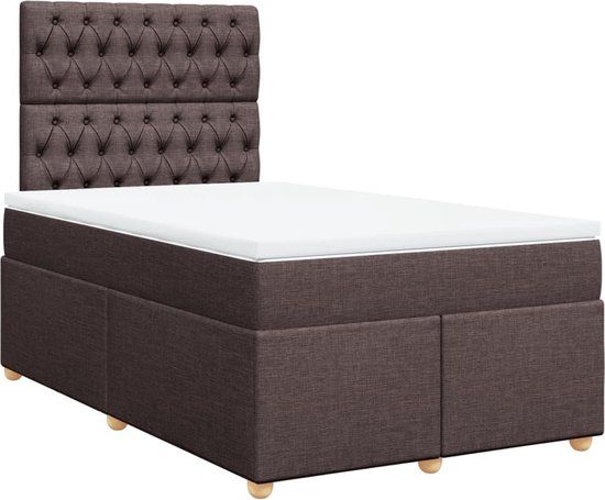 VidaXL Boxspring met matras stof donkerbruin 120x200 cm
