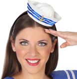 Atosa Verkleed diadeem mini hoedje/pet - Matroos/sailor thema