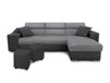Icecat Canapé d'angle convertible en microfibre et simili avec poufs - gris