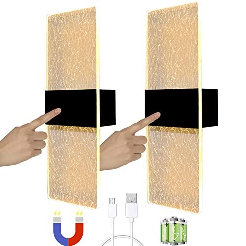 Goliving Wandlamp Op Accu - Draadloos – Bewegingssensor – Usbc – 4400mah - Warm Wit - Zwart