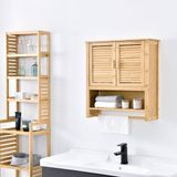 en.casa Badkamerkast Tyresö bamboe 66x62x20 cm met handdoekhouder
