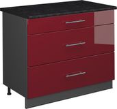 Vicco Keukenonderkast Fame-Line, Bordeauxrode hoogglans/Antraciet, 100 cm