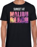 Bellatio Decorations Sunset Beach T-shirt / Shirt Sunset at Malibu Beach voor heren - Zwart - XXL