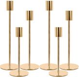 MOYKSRR Bol Set van 6 Gouden Kandelaars - Hoge Kandelaar voor Kaarsen tot 22 cm - Tafeldecoratie en Woondecoratie - Perfect voor Bruiloften