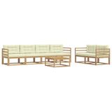 vidaXL - Buiten - bank - set - 6 - st - Wit - en - crèmekleurig