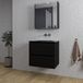 Saniclass Chaci Meuble de salle de bain - 60x46x55cm - lavabo en céramique noir - 1 vasque - sans trou de robinetterie - 2 tiroirs - armoire de toilette - noir mat