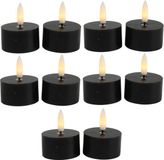 Countryfield LED theelichtjes/waxinelichtjes - 10x st - zwart - D4 x H5,2 cm - met timer