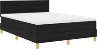 vidaXL LED Boxspring Bed met Hoofdeinde Zwart 140 x 200 cm Stof
