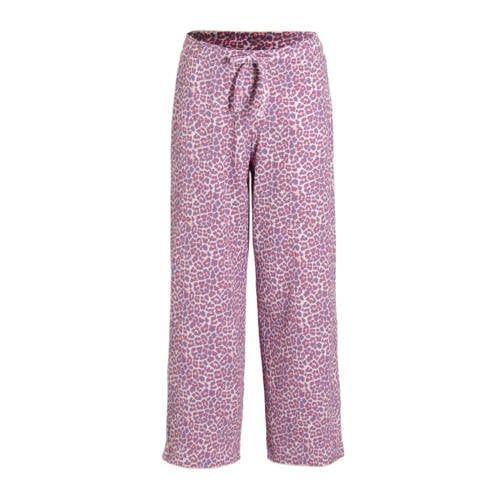 Anytime wide leg crinkle broek panterprint roze