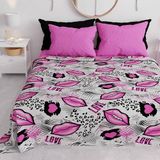 PETTI Artigiani Italiani - Sprei voor kinderen, meisjes, lente-zomer, 225 x 260 cm, voor twijfelaar, lichte deken voor twijfelaar, met lippenstift, 100% gemaakt in Italië