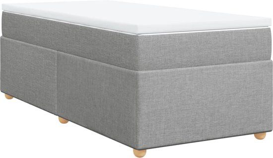 vidaXL Boxspring met matras stof lichtgrijs 90x200 cm
