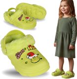 sarcia.eu Grinch Groene kinderslippers, GEÏSOLEERDE, KERSTMIS, tuinklompen met bont voor kinderen, Grinch, 27 EU