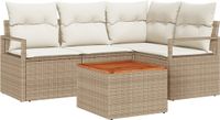 vidaXL Tuinbank Set 5-delig Beige en Crème Polyrattan