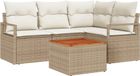 vidaXL Tuinbank Set 5-delig Beige en Crème Polyrattan