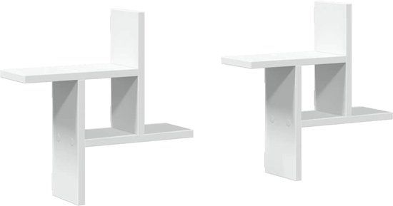 vidaXL Wandschappen - 2 stuks - Wit - 38x12x38 cm - Bewerkt Hout