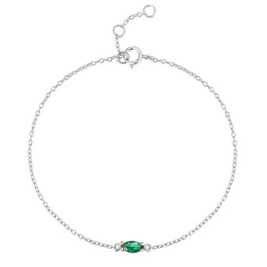 Elenza AMS Elenza Zilveren Armband met Groene Edelsteen en Minimalistisch Ontwerp