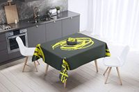 Bonamaison Tafelkleed, Anti-Mold, Sneldrogend, Waterdicht, 100% Polyester Tafellaken, Neon Geel, Rook, 140 x 140 Cm
