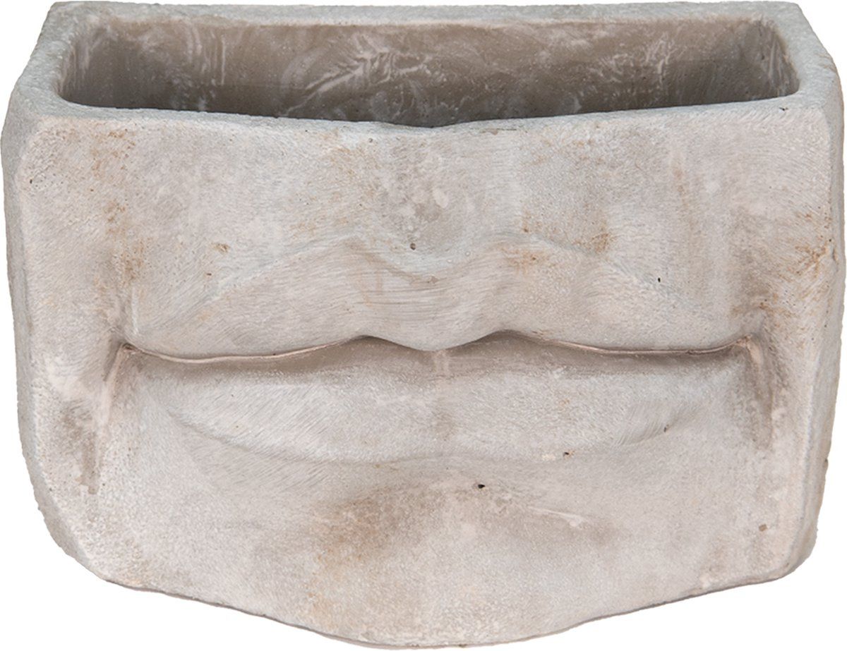 Clayre & Eef Bloempot Mond 21x13x14 cm Grijs | Plantenpot binnen