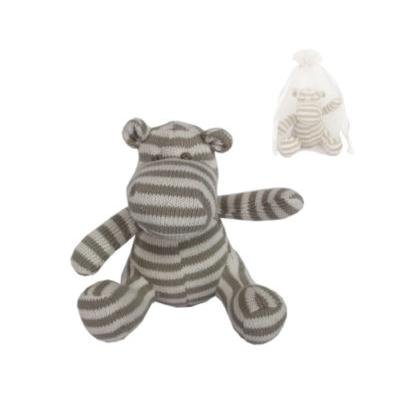 Gisela Graham Mooie Gebreide katoenen nijlpaard baby speelgoed - unisex neutrale streep