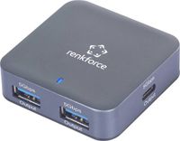 Renkforce RF-USBH-480 2 poorten USB-hub USB-A Met aluminium behuizing, Met USB-C stekker Grijs