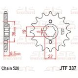 JT Sprockets JTF337.12 12T stalen voortandwiel