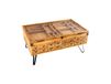 Curiona Table basse CURIONA 100 cm avec plateau en verre et 8 tiroirs style industriel