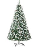 Clruro ZKOO B.V. Kunstkerstboom, 180 cm hoog, met 800 takken, 61 kegels, brandveilig, met besneeuwde toppen.