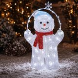 Merkloos Koopman International Kerstverlichting figuur - sneeuwpop - 31 cm - 40 led lampjes - helder wit - acryl - IP44