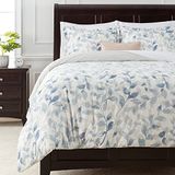 Chanasya Premium gelaagde bladeren dekbedovertrek set - dekbedovertrek (90" x 90") & 2 kussenslopen (20" x 26") - 3-delige set, queensize, blauw taupe