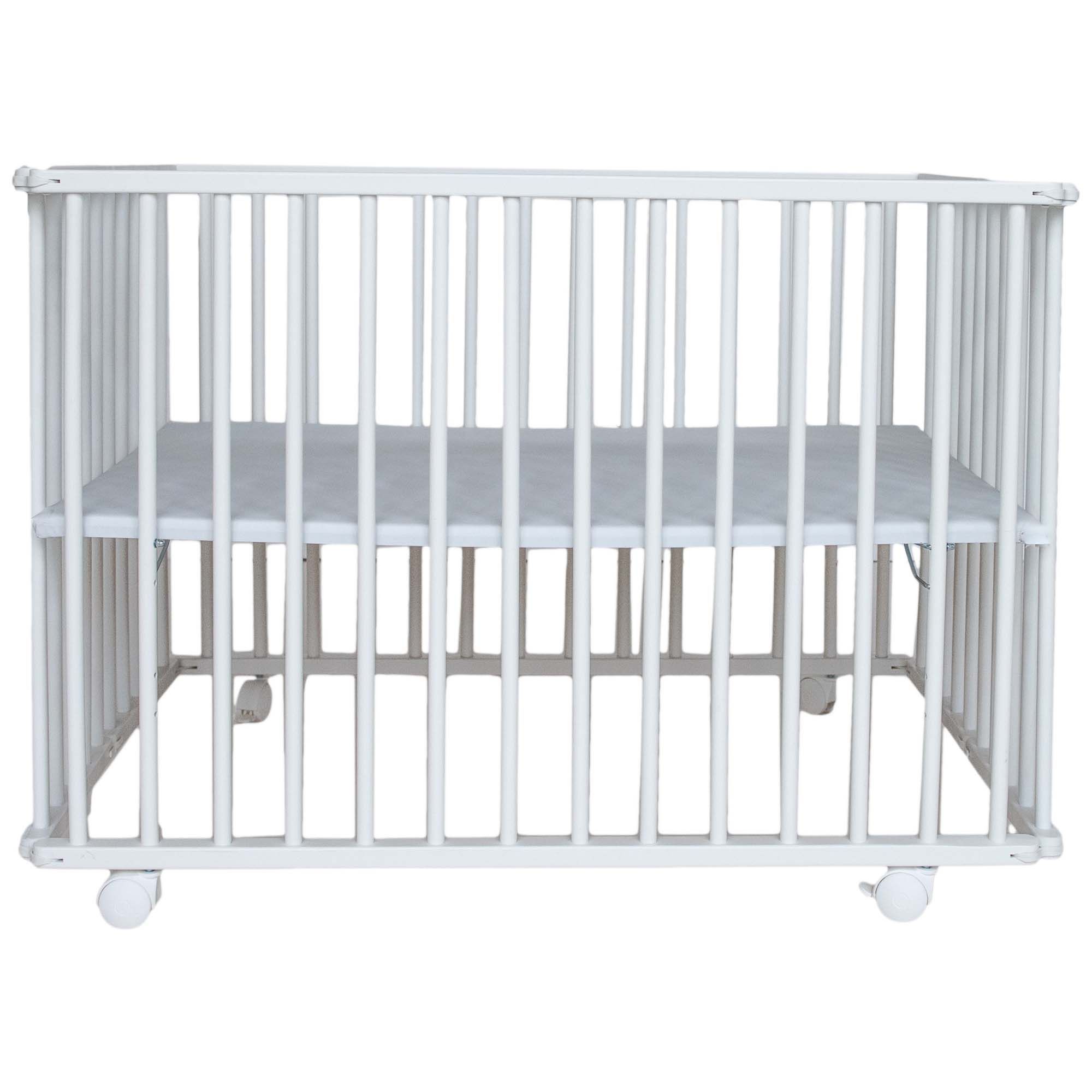 Prénatal Inklapbox Edin - In 3 Hoogtes Verstelbare Baby Box - Kinderbox op Wieltjes - 100 x 75 cm - Wit
