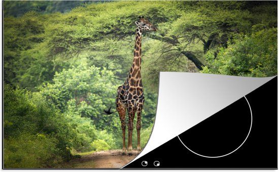 KitchenYeah® Inductie beschermer 77x51 cm - Giraffe - Natuur - Bomen - Inductiebeschermer - Inductiemat