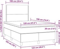 vidaXL Boxspring met matras stof lichtgrijs 120x190 cm