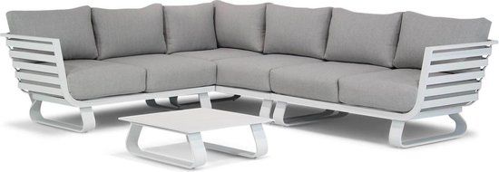 Santika Sovita Hoek Loungeset 5-Delig - Wit - Aluminium