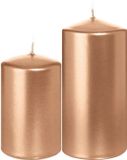 Trend Candles - Set de 2 bougies cylindriques rose doré 8 et 12 cm