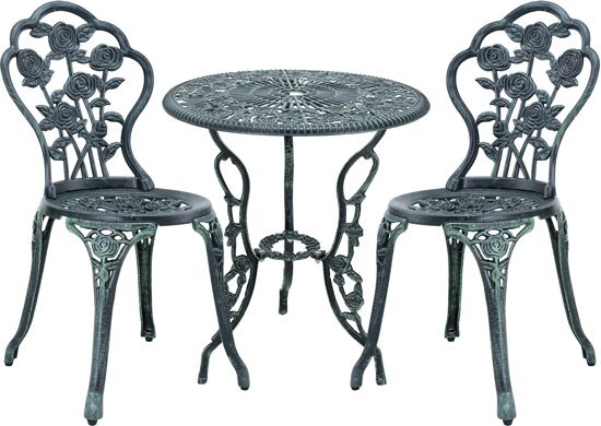 - Bistro Set - metaal - tuintafel met twee tuinstoelen - Groen