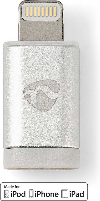 Nedis CCTB39901AL Adapter Apple Lightning naar USB Micro B Female Aluminium