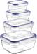 Set de 4 boîtes de rangement avec couvercle, en plastique, d'une capacité de 0,5 litre à 2,4 litre