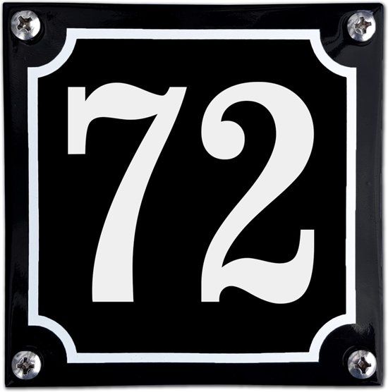 EmailleDesign® Zwart emaille huisnummer - 72