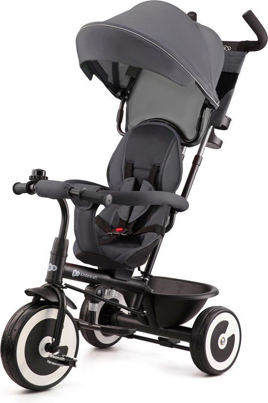 Kinderkraft ASTON Driewieler - Grijs - 9m-5 jaar - 25 kg - Duwstang - Vrijloopfunctie