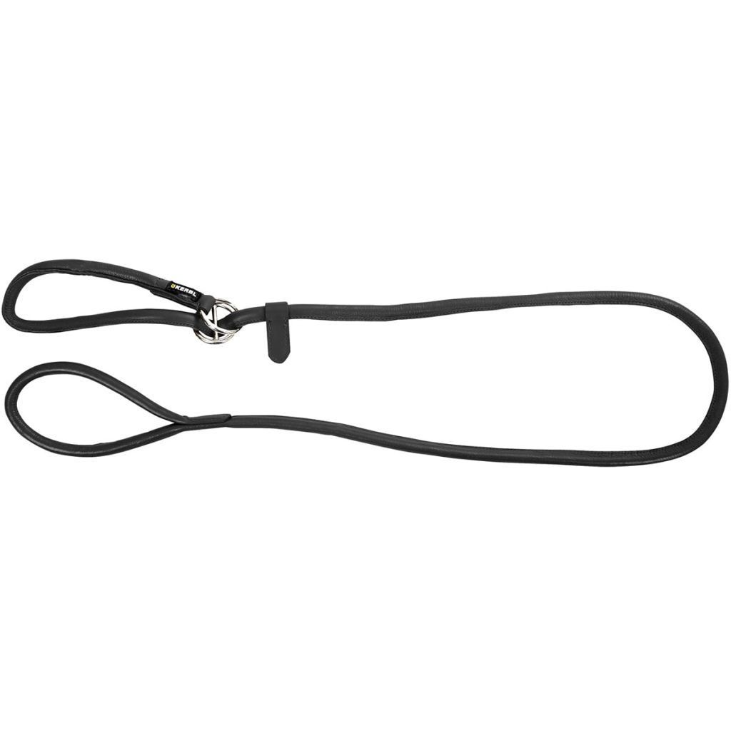 Kerbl Slip hondenriem Roma 1.7 m leer zwart 81099