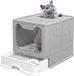 Merkloos / Sans marque Wan GmbH Ruime kattenbak met deksel en uittrekbaar tablet voor katten tot 15 kg