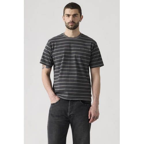 Levi's relaxed gestreept T-shirt grijs